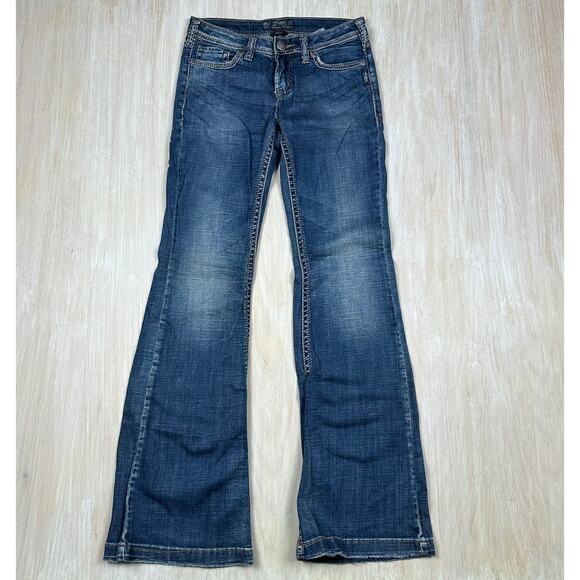 Silver Jeans Pica Low Rise Medium Wash Relaxed Flare Leg Y2K Denim Jeans 26 - Picture 1 of 15